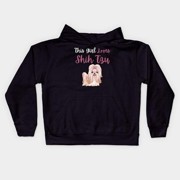 This Girl Loves Shih Tzu Dog Flowers For Floral Dogs Kids Hoodie by yassinebd